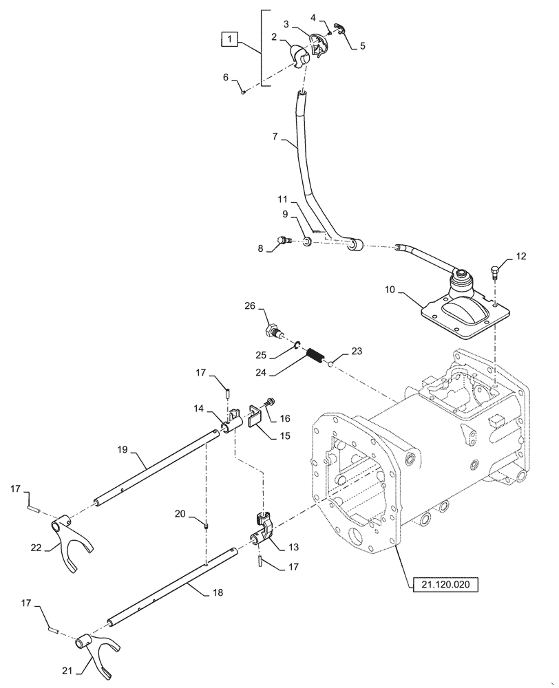 Схема запчастей Case IH FARMALL 35C - (21.140.060) - SHIFT LEVER & FORK, MAIN GEAR, MECHANICAL TRANSMISSION (21) - TRANSMISSION