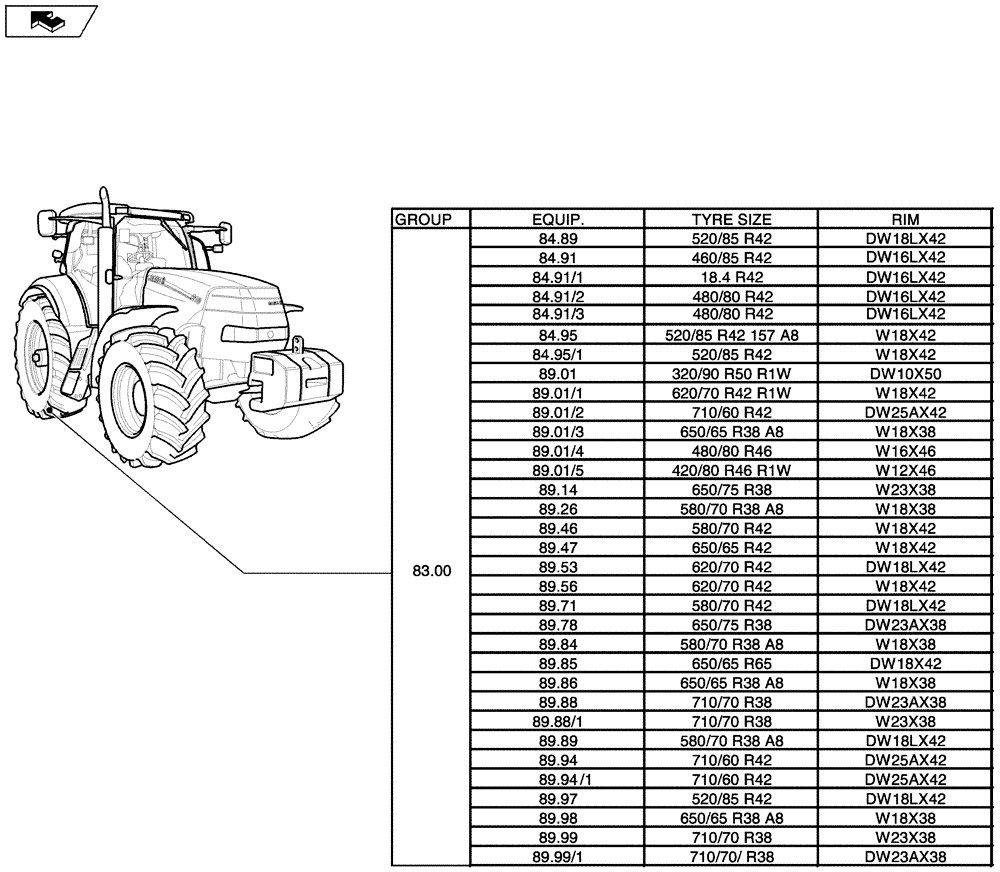 Схема запчастей Case IH PUMA 165 - (SEC. 11[03]) - WHEELS / TRACKS (00) - GENERAL