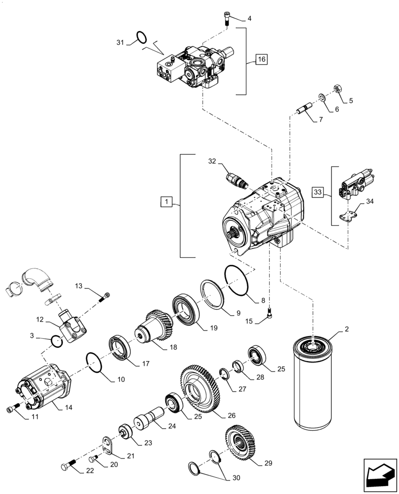 Схема запчастей Case IH MAGNUM 200 - (21.900.AA[02]) - VAR- 429326, 729571 - DRIVING GEARS, HYDRAULIC PUMP - POWERSHIFT (21) - TRANSMISSION