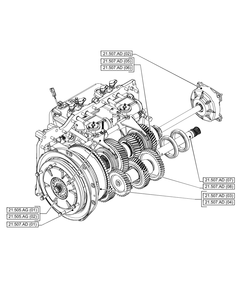 Схема запчастей Case IH PUMA 240 CVT - (00.000.21[04]) - PICTORIAL INDEX - TRANSMISSION (00) - GENERAL & PICTORIAL INDEX