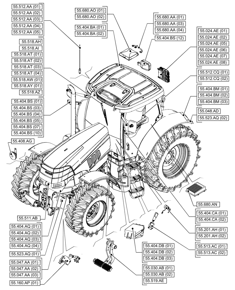 Схема запчастей Case IH PUMA 220 - (55.000.00[01]) - SECTION INDEX - ELECTRICAL SYSTEMS (55) - ELECTRICAL SYSTEMS