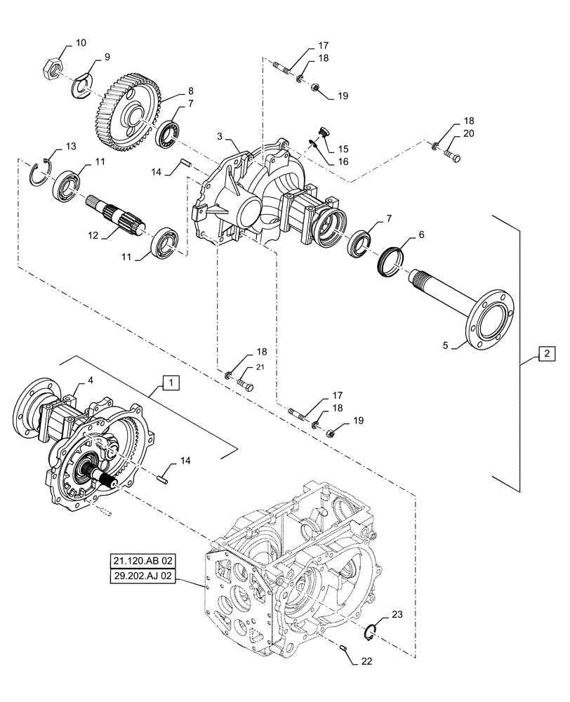 Схема запчастей Case IH FARMALL 50C - (27.100.AK[02]) - REAR AXLE, FARMALL 40C, 50C (27) - REAR AXLE SYSTEM