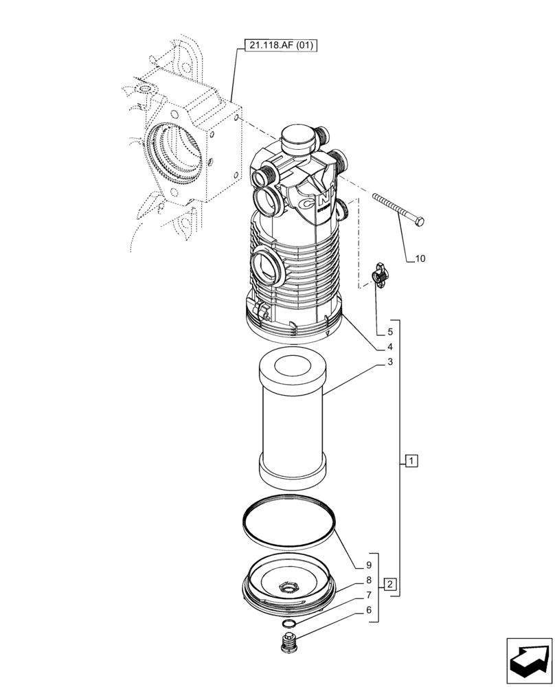 Схема запчастей Case IH PUMA 165 - (35.300.AN[01]) - VAR - 391155, 758037, 758038, 758039, 758040, 758041, 758042, 758043, 758044 - OIL FILTER, POWERSHIFT (35) - HYDRAULIC SYSTEMS