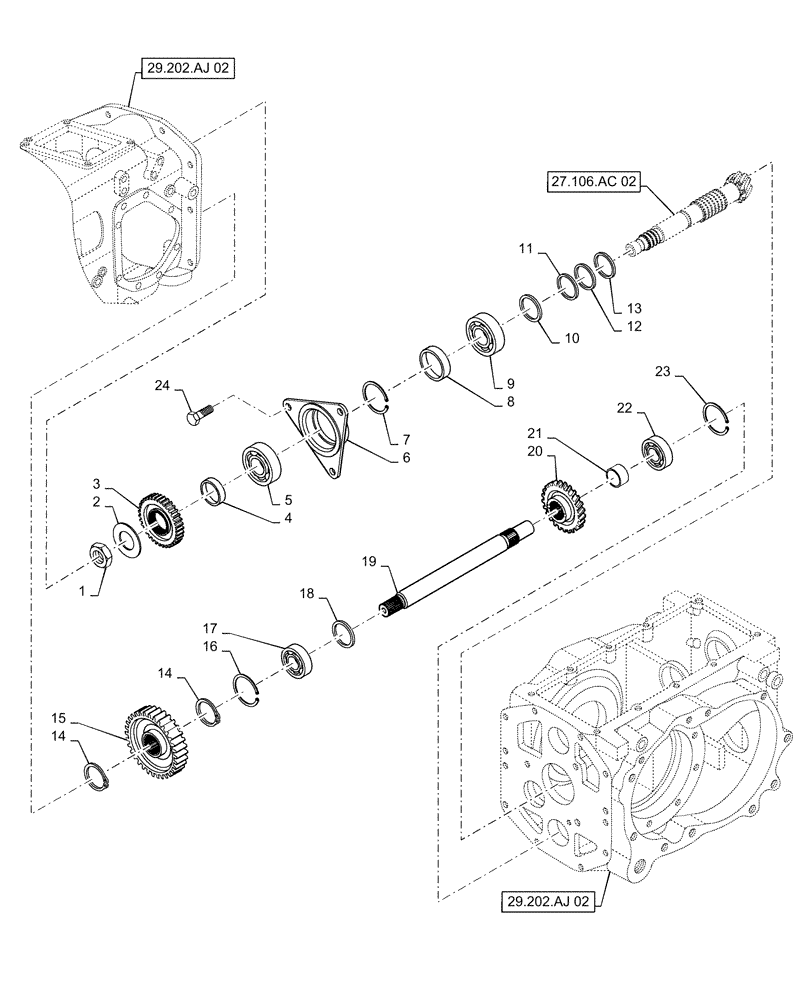 Схема запчастей Case IH FARMALL 40C - (21.140.00[04]) - RANGE GEAR SHAFT, HST, FARMALL 40C, 50C (21) - TRANSMISSION
