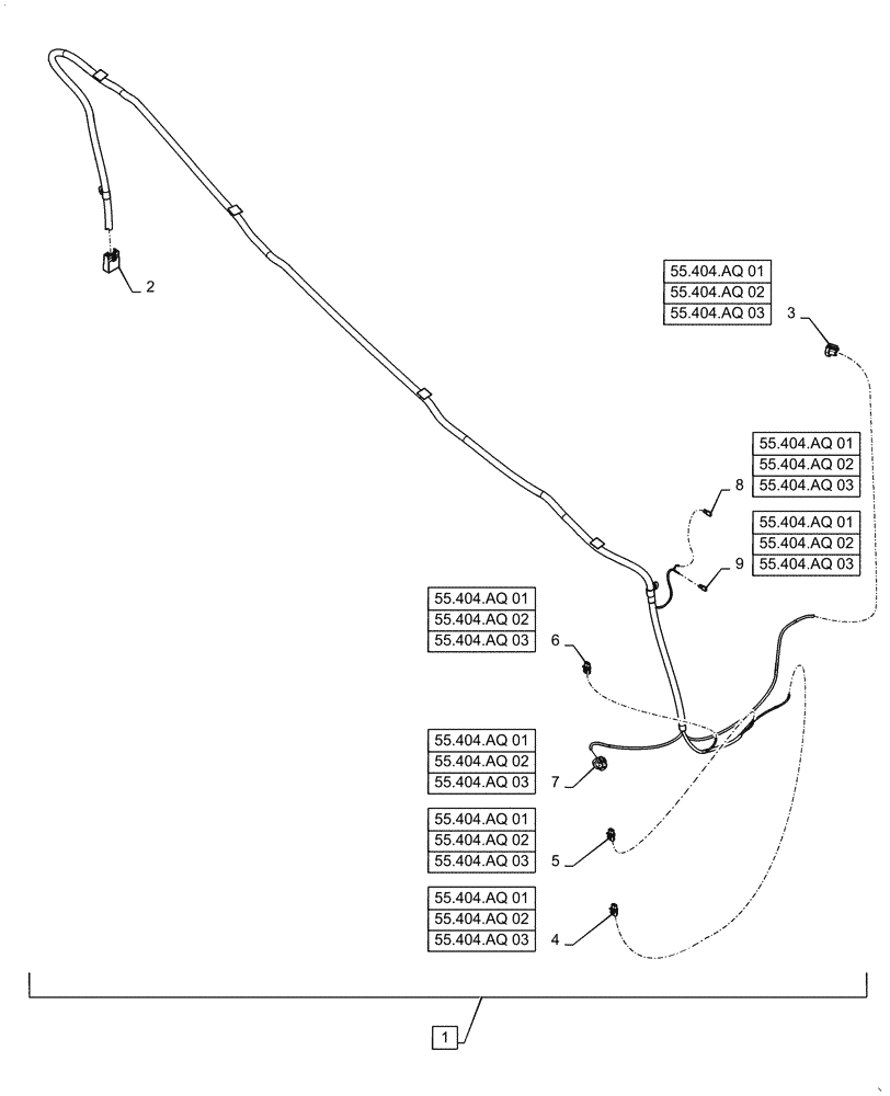Схема запчастей Case IH STEIGER 470 - (55.511.AC) - HEADLIGHT HARNESS (55) - ELECTRICAL SYSTEMS