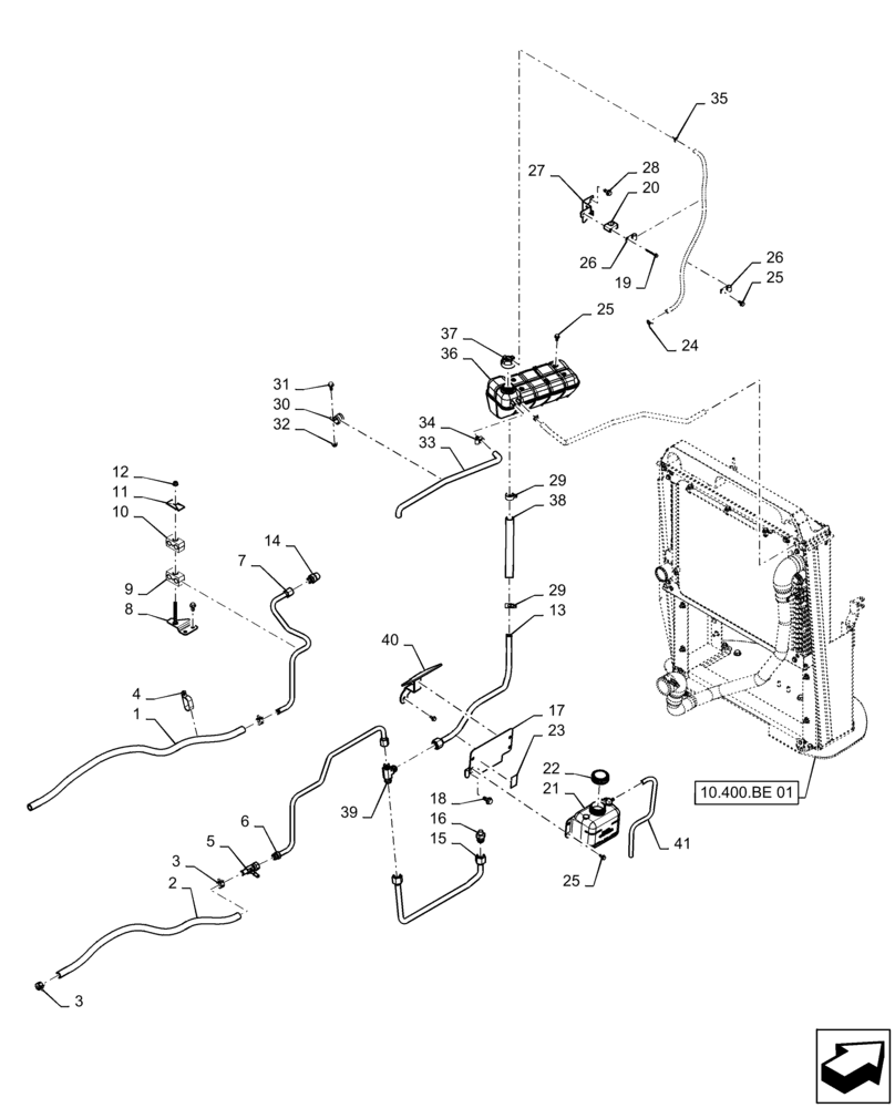 Схема запчастей Case IH MAGNUM 180 - (10.400.BE[02]) - RADIATOR & RELATED PARTS (10) - ENGINE