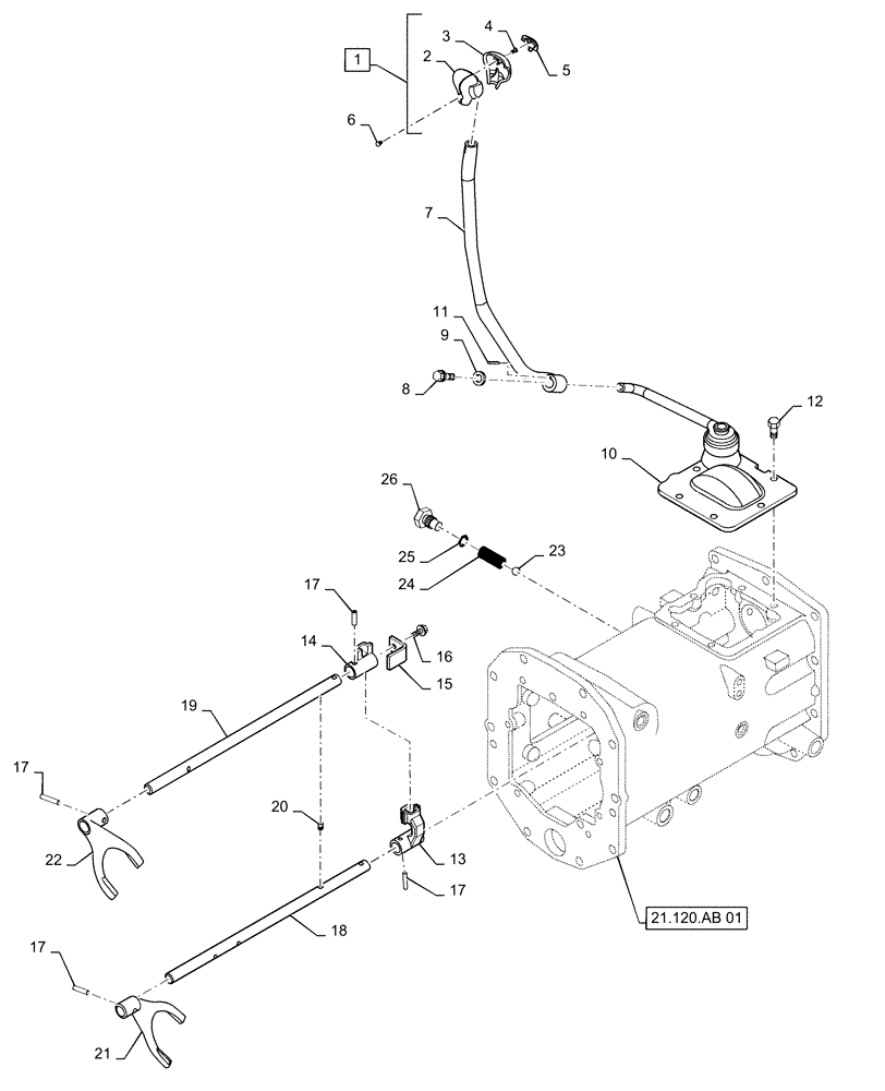 Схема запчастей Case IH FARMALL 30C - (21.130.BC[01]) - SHIFTING UNIT, MAIN GEAR, FARMALL 30C, 35C (21) - TRANSMISSION