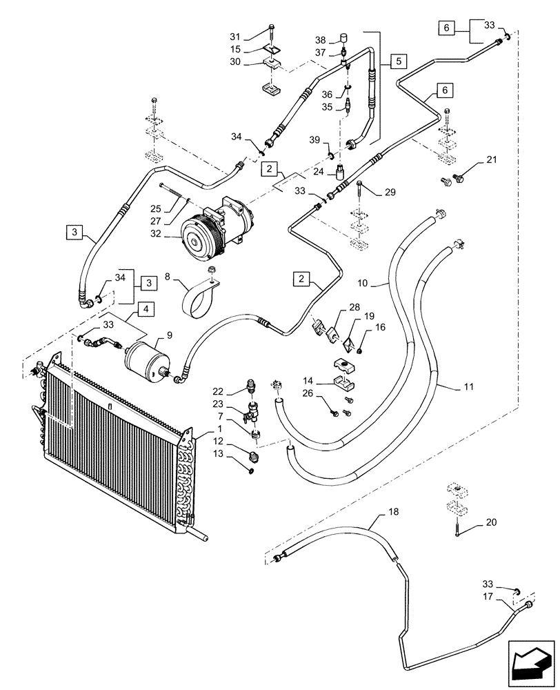 Схема запчастей Case IH MAGNUM 370 - (50.200.AA) - AIR CONDITIONING, COMPRESSOR (50) - CAB CLIMATE CONTROL