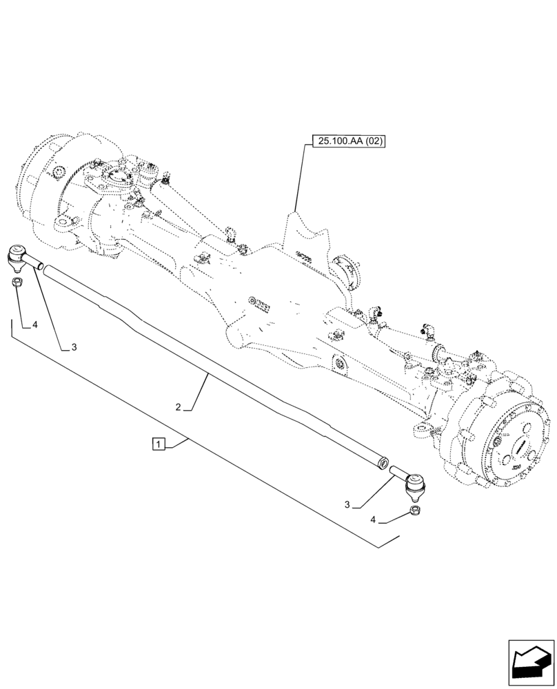 Схема запчастей Case IH PUMA 165 CVT - (41.106.AG[02]) - VAR - 758045 - FRONT AXLE, SUSPENDED, TIE-ROD ASSY (41) - STEERING