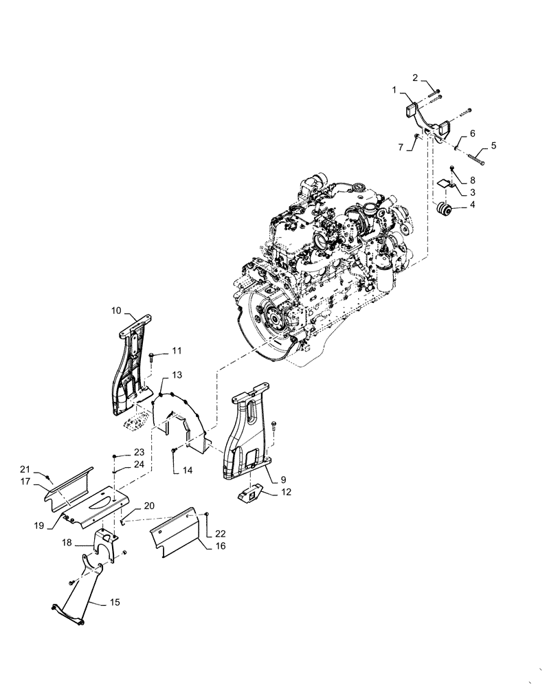 Схема запчастей Case IH MAGNUM 180 - (10.001.AK[01]) - VAR- 429327 - ENGINE MOUNTING PARTS, STANDARD - BSN ZERH08099 (10) - ENGINE