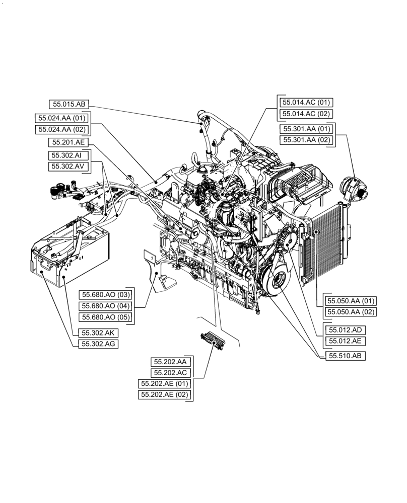 Схема запчастей Case IH PUMA 240 CVT - (00.000.55[03]) - PICTORIAL INDEX - ELECTRICAL SYSTEMS (00) - GENERAL & PICTORIAL INDEX