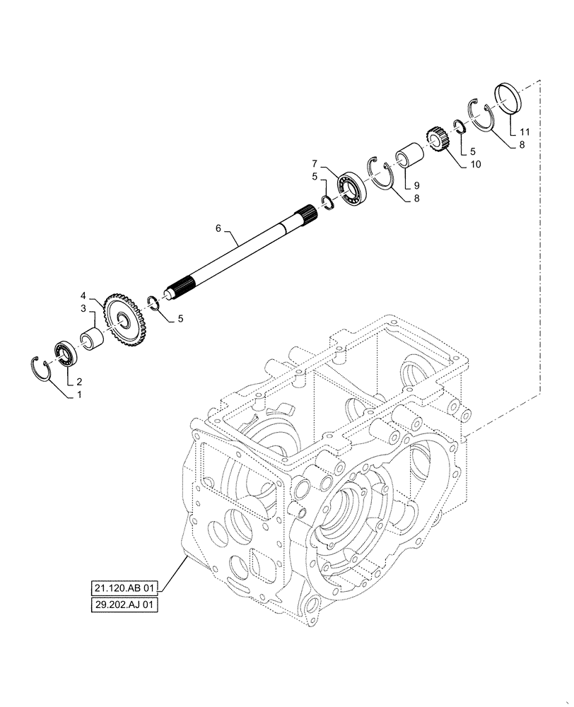 Схема запчастей Case IH FARMALL 30C - (31.201.AG[02]) - MID PTO DRIVE SHAFT, DRIVE LINE, FARMALL 30C, 35C (31) - IMPLEMENT POWER TAKE OFF