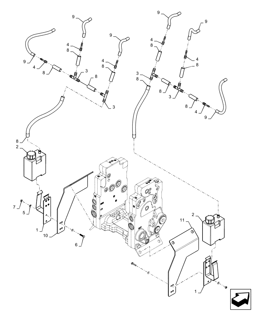Схема запчастей Case IH QUADTRAC 540 - (35.204.AJ[02]) - AUXILIARY CONTROL VALVE DRAIN BOTTLE (35) - HYDRAULIC SYSTEMS