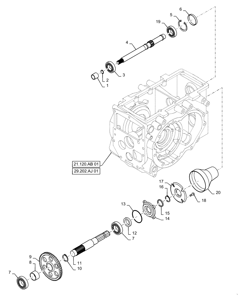 Схема запчастей Case IH FARMALL 30C - (31.201.AG[01]) - PTO DRIVE SHAFT, FARMALL 30C, 35C (31) - IMPLEMENT POWER TAKE OFF
