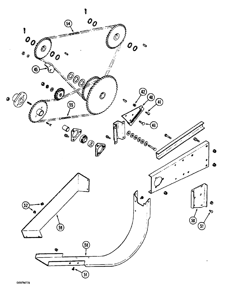 Схема запчастей Case IH 1660 - (9E-24) - GRAIN TANK UNLOADER, CHAIN DRIVE, P.I.N. JJC0102897 AND AFTER (CONTD) (17) - GRAIN TANK & UNLOADER