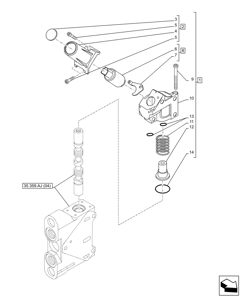 Схема запчастей Case IH FARMLIFT 635 - (55.036.AO[03]) - CONTROL VALVE, TELESCOPIC SECTION, SOLENOID, UPPER (55) - ELECTRICAL SYSTEMS