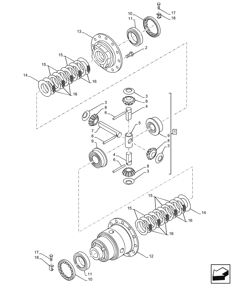 Схема запчастей Case IH FARMLIFT 632 - (27.106.AC[01]) - VAR - 749492 - REAR AXLE, DIFFERENTIAL (LSD) (27) - REAR AXLE SYSTEM