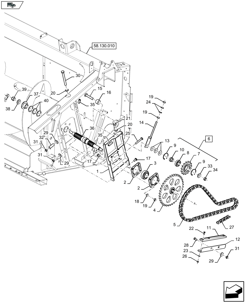 Схема запчастей Case IH 3050-41FT - (58.100.230) - AUGER DRIVE, DRIVE CHAIN & LEFT-HAND SUPPORT (58) - ATTACHMENTS/HEADERS