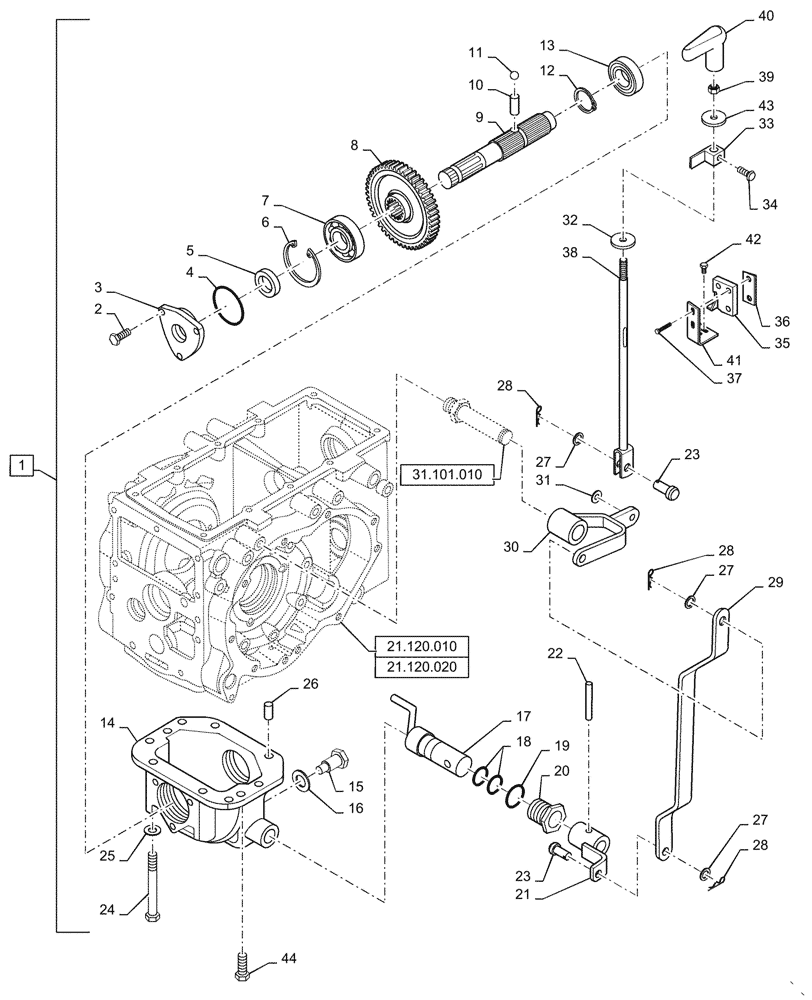 Схема запчастей Case IH FARMALL 35C - (88.100.020) - DIA KIT, MID PTO HOUSING AND LEVER (88) - ACCESSORIES