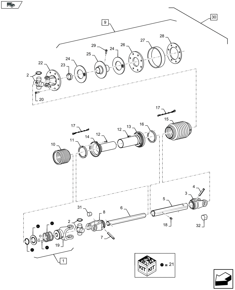 Схема запчастей Case IH 3050-41FT - (58.100.140) - POWER TAKE-OFF RH - C103 (58) - ATTACHMENTS/HEADERS