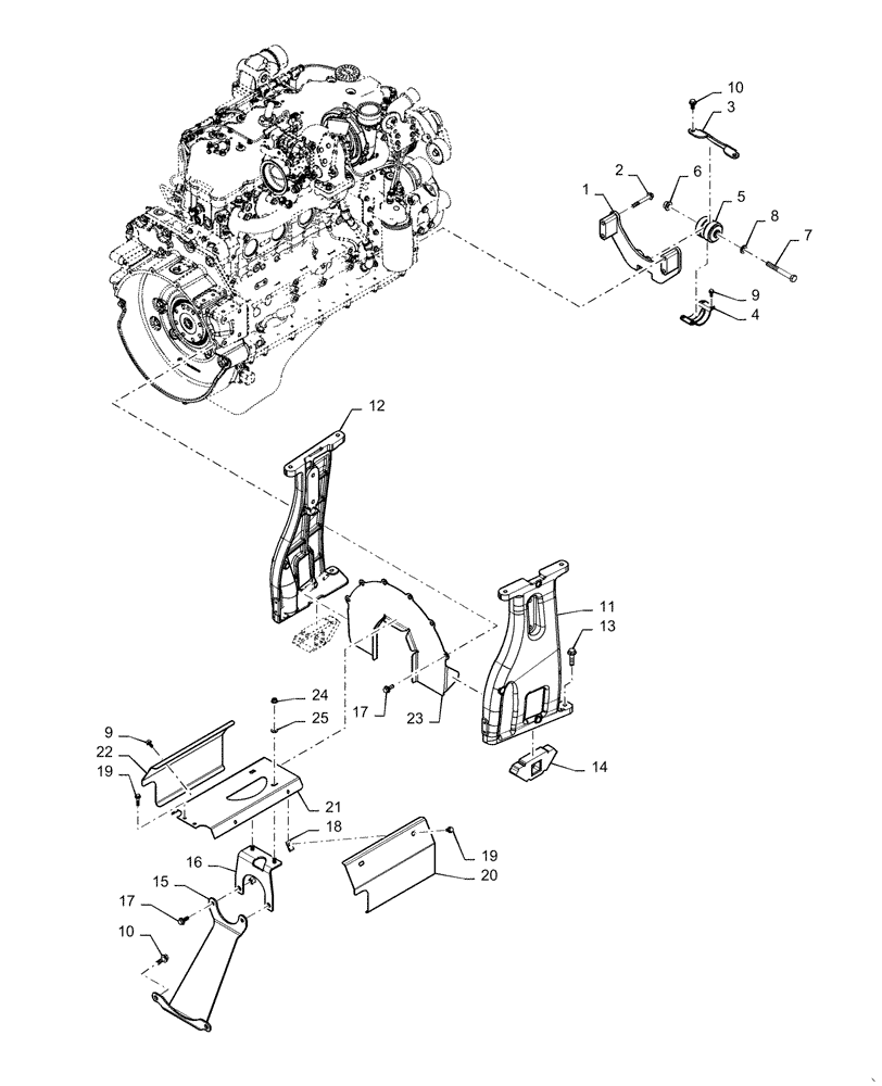 Схема запчастей Case IH MAGNUM 180 - (10.001.AK[03]) - VAR- 420228 - ENGINE MOUNTING PARTS, SADDLE SUSPENSION - BSN ZERH08099 (10) - ENGINE