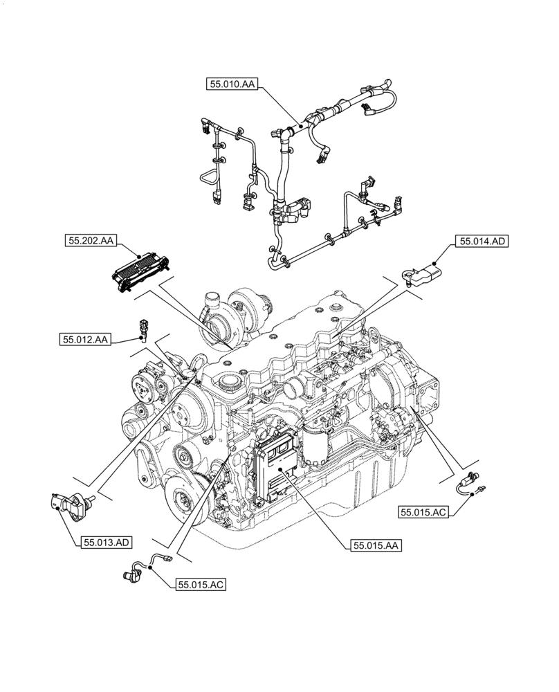 Схема запчастей Case IH F4HE9687T J104 - (55.000.00) - PICTORIAL INDEX - ELECTRICAL SYSTEMS (55) - ELECTRICAL SYSTEMS