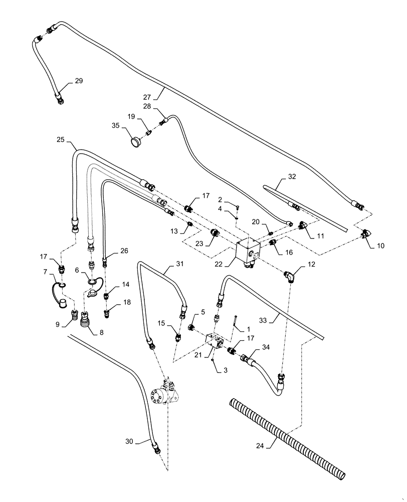 Схема запчастей Case IH DH363 - (35.420.AB[03]) - SINGLE SWATH, SOLID REEL, HYDRAULIC DRAPER DRIVE, 30FT (35) - HYDRAULIC SYSTEMS