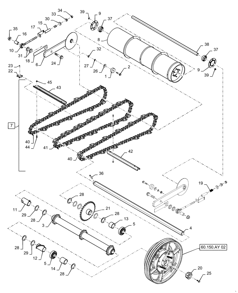 Схема запчастей Case IH 6130 - (60.150.AD[02]) - CONVEYOR, FEEDER, TRAP, ROCK GUARD (60) - PRODUCT FEEDING