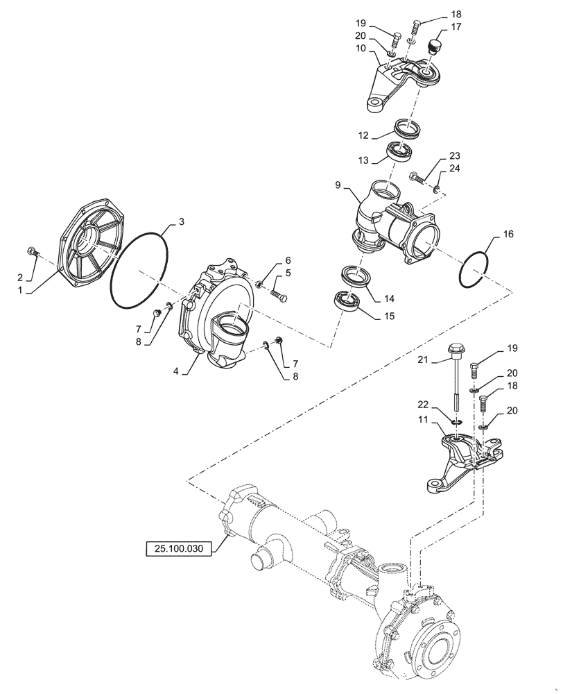 Схема запчастей Case IH FARMALL 40A - (25.100.060) - FRONT AXLE, RH, LH (25) - FRONT AXLE SYSTEM