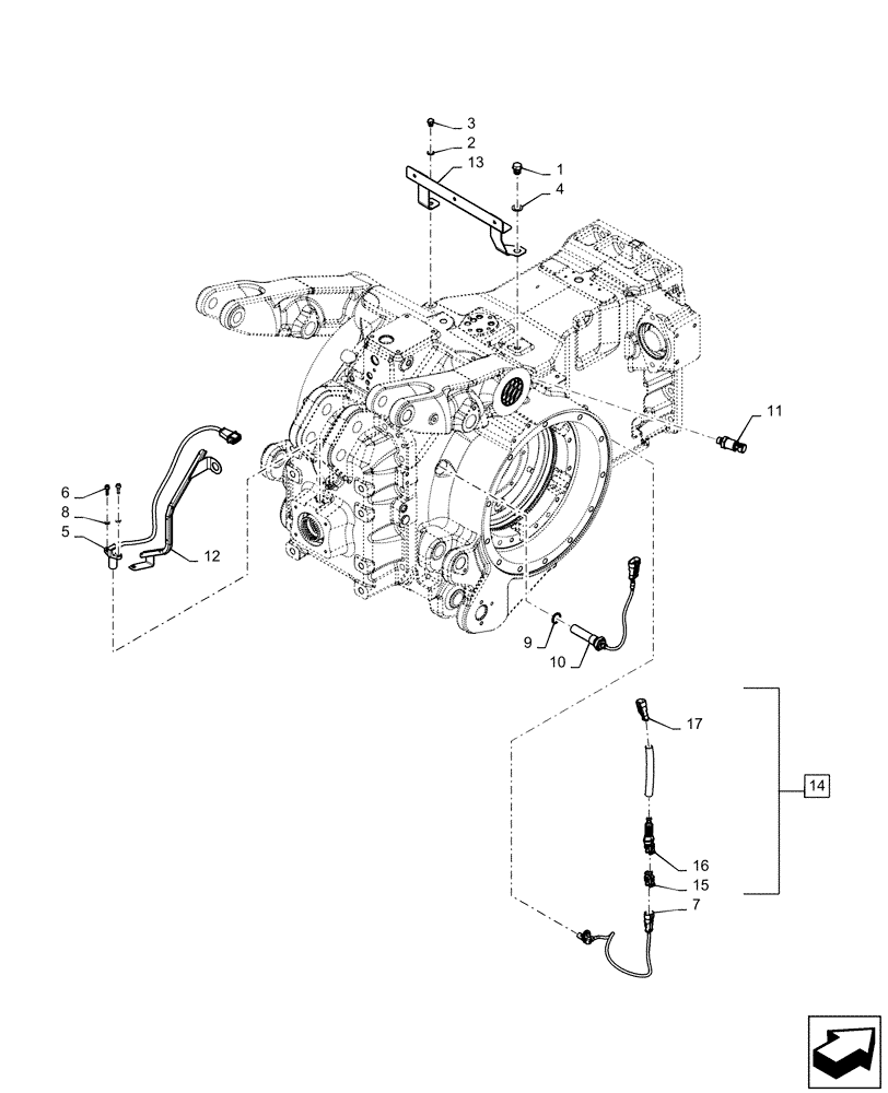 Схема запчастей Case IH MAGNUM 220 - (55.020.AB[02]) - VAR- 420104, 420105 - SENSORS, TRANSMISSION - CVT (55) - ELECTRICAL SYSTEMS