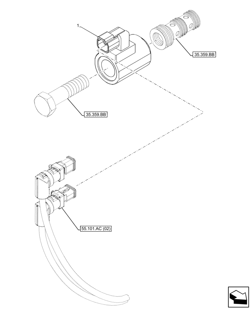 Схема запчастей Case IH FARMLIFT 635 - (55.515.AR) - BOOM, SOLENOID (55) - ELECTRICAL SYSTEMS