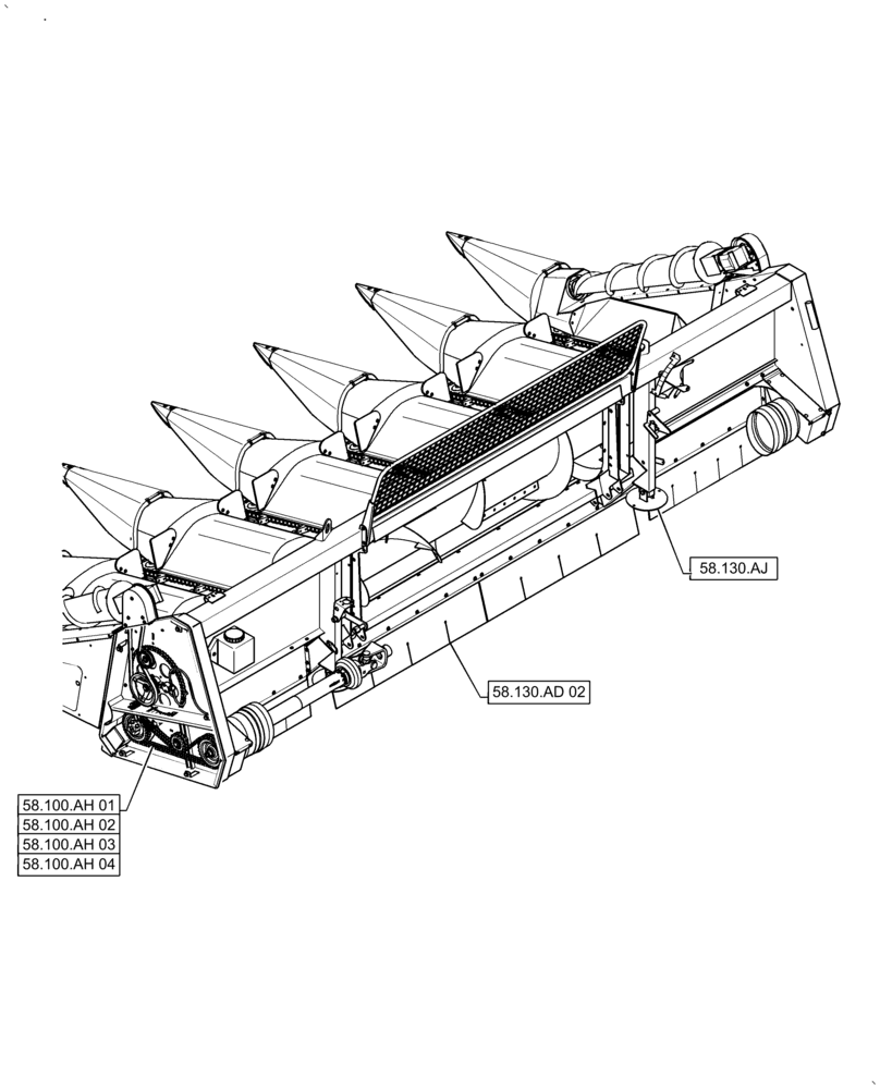Схема запчастей Case IH 5506-65 - (00.000.58[02]) - PICTORIAL INDEX - ATTACHMENTS/HEADERS (00) - GENERAL & PICTORIAL INDEX