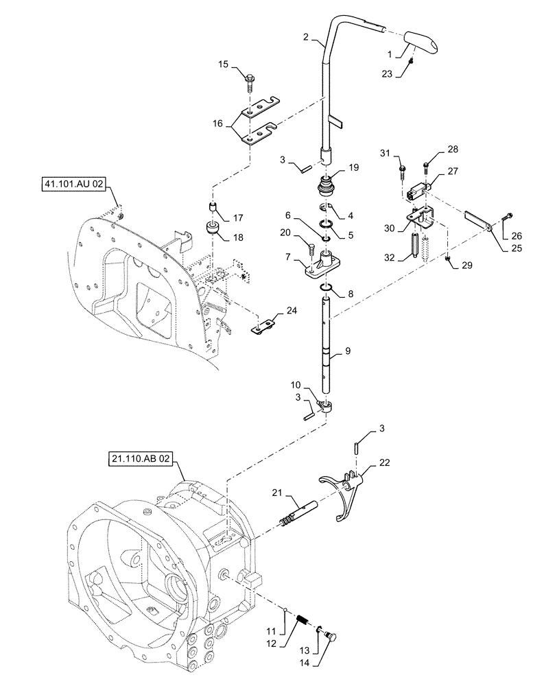 Схема запчастей Case IH FARMALL 40C - (21.130.BC[04]) - SHIFTING UNIT, FORWARD AND REVERSE GEAR, FARMALL 40C, 50C (21) - TRANSMISSION