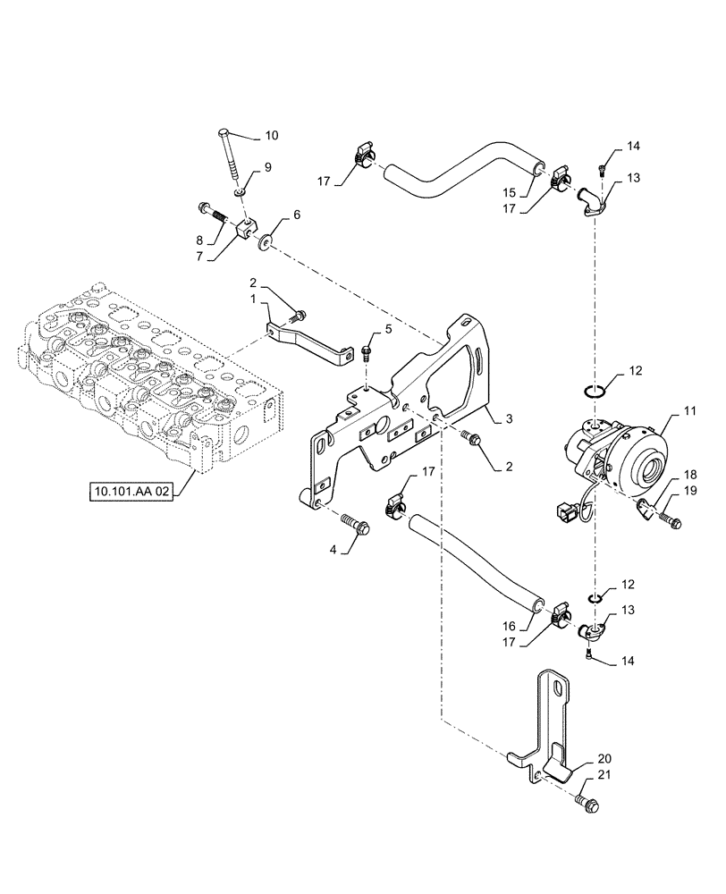 Схема запчастей Case IH FARMALL 40C - (10.504.AG[02]) - AIR PUMP, FARMALL 40C, 50C (10) - ENGINE