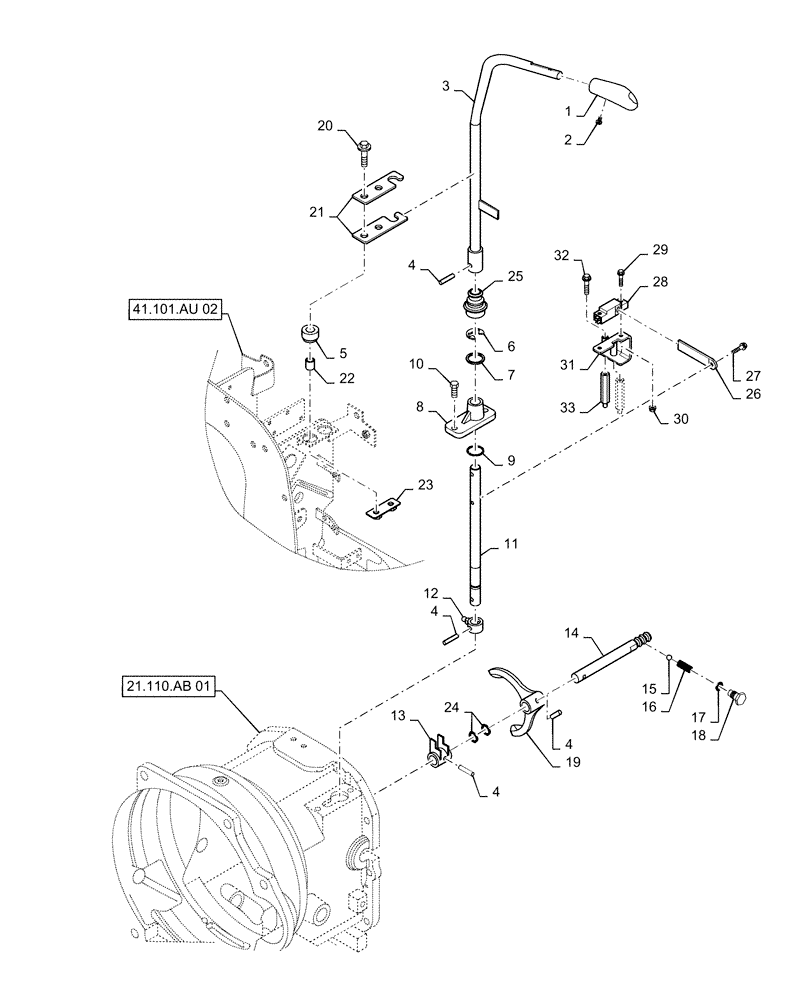 Схема запчастей Case IH FARMALL 30C - (21.130.BC[03]) - SHIFTING UNIT, FORWARD AND REVERSE GEAR, FARMALL 30C, 35C (21) - TRANSMISSION