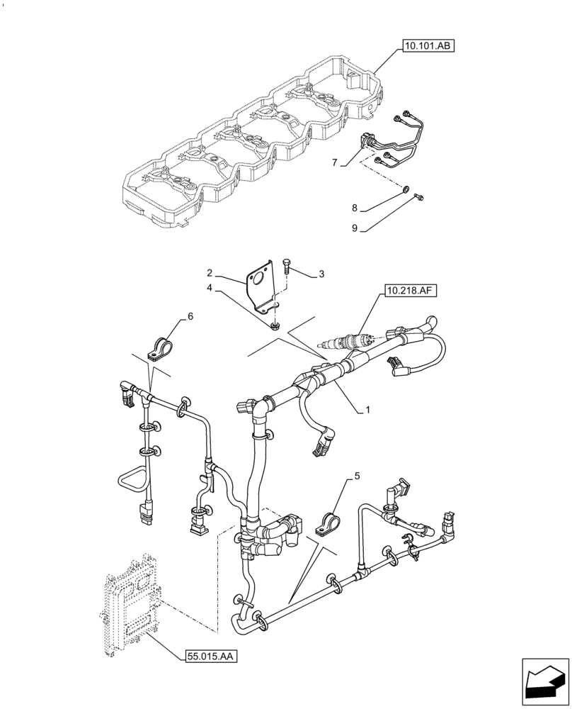 Схема запчастей Case IH F4HE9687T J104 - (55.010.AA) - ENGINE, CABLE (55) - ELECTRICAL SYSTEMS
