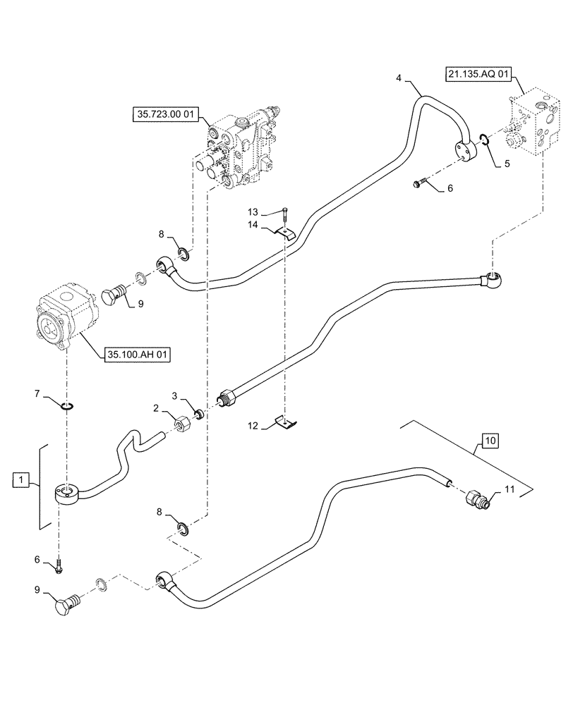 Схема запчастей Case IH FARMALL 30C - (35.100.00[01]) - HYDRAULIC LINES, FARMALL 30C, 35C (35) - HYDRAULIC SYSTEMS