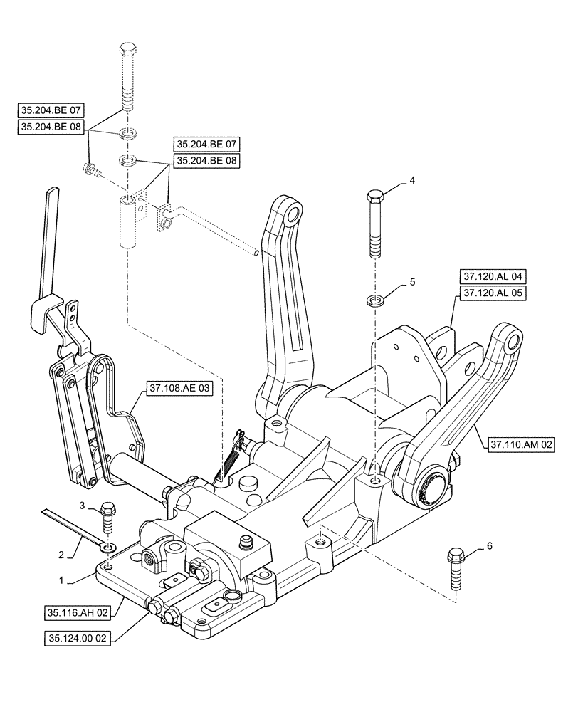 Схема запчастей Case IH FARMALL 50C - (37.110.AP[02]) - REAR HITCH HOUSING, FARMALL 40C, 50C (37) - HITCHES, DRAWBARS & IMPLEMENT COUPLINGS