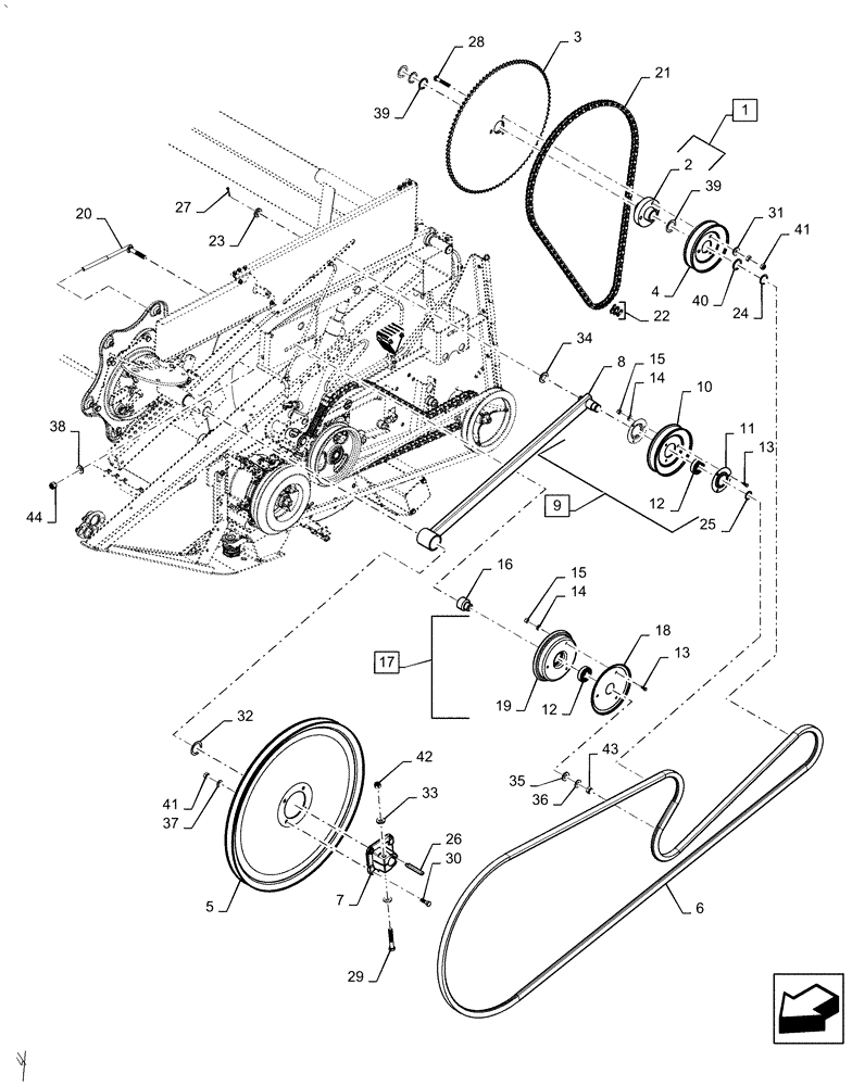 Схема запчастей Case IH 2060-20 - (58.105.AF) - REEL BELT DRIVE (58) - ATTACHMENTS/HEADERS