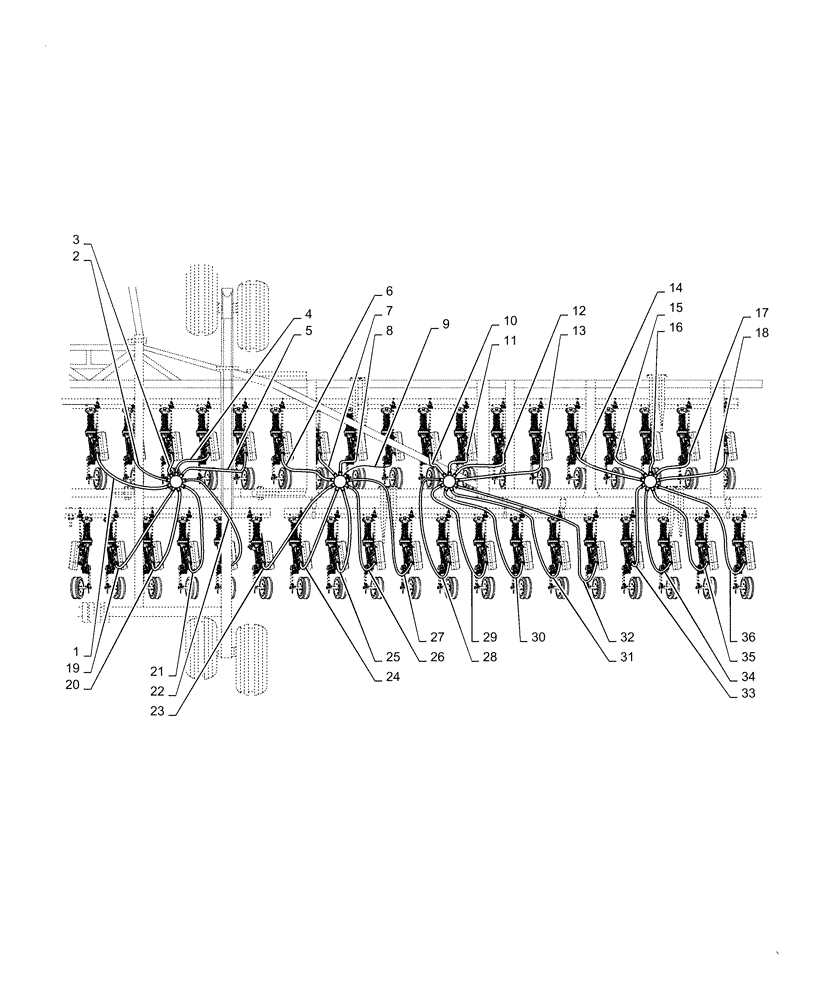 Схема запчастей Case IH 500 - (79.904.AA[15]) - AIR HOSES RIGHT 60 FOOT 7.5" TOW BEHIND (79) - PLANTING