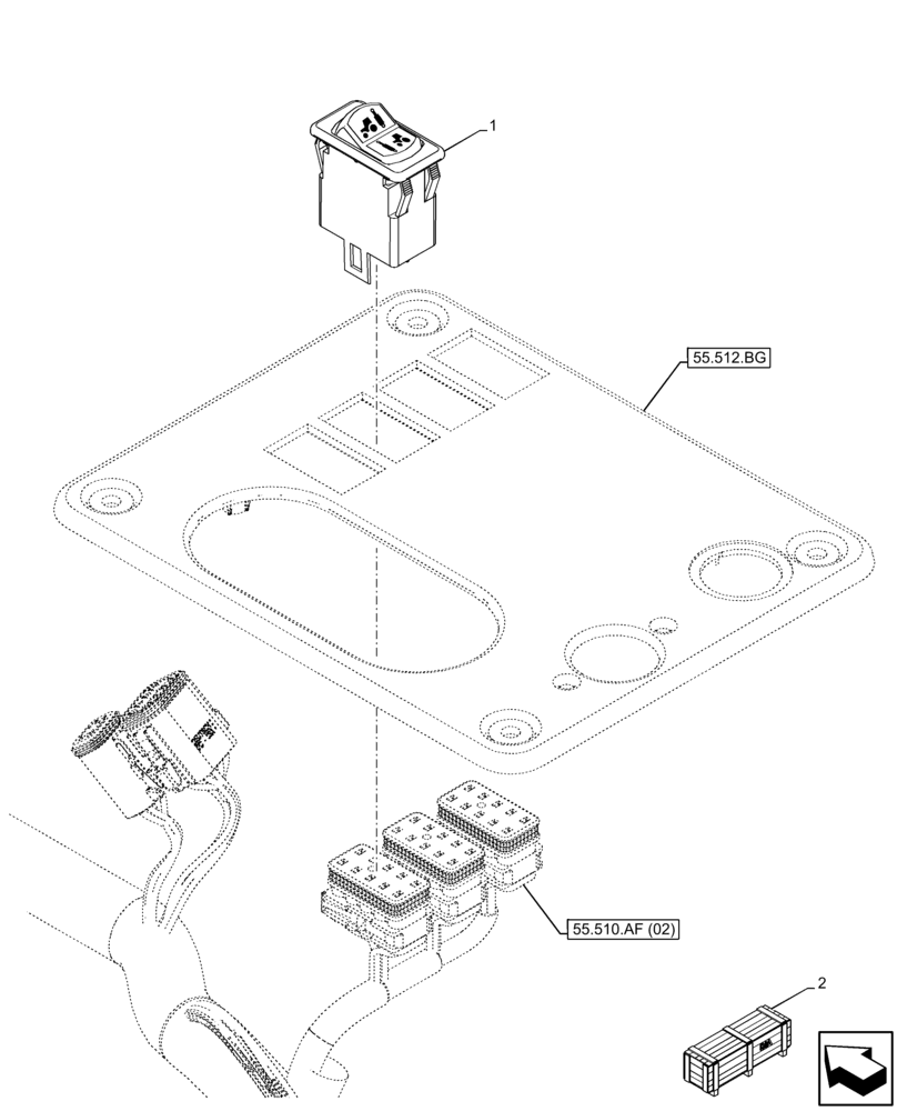 Схема запчастей Case IH FARMLIFT 632 - (55.512.CF[02]) - VAR - 749296 - AUXILIARY HYDRAULIC, REAR, SWITCH (55) - ELECTRICAL SYSTEMS