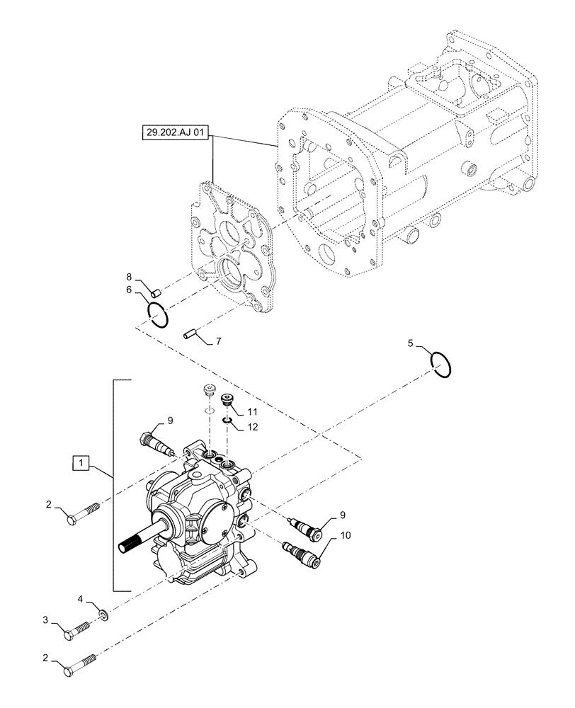 Схема запчастей Case IH FARMALL 30C - (29.202.AJ[01]) - HYDROSTATIC TRANSMISSION, FARMALL 30C, 35C (29) - HYDROSTATIC DRIVE