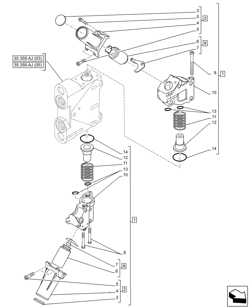 Схема запчастей Case IH FARMLIFT 635 - (55.036.AO[01]) - CONTROL VALVE, AUXILIARY SECTION, SOLENOID (55) - ELECTRICAL SYSTEMS
