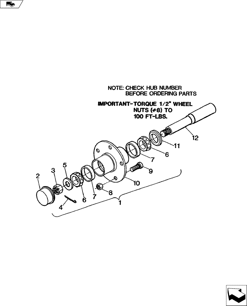 Схема запчастей Case IH TURBO-TIGER - (44.100.04) - STABILIZER WHEEL HUB ASSEMBLY (44) - WHEELS