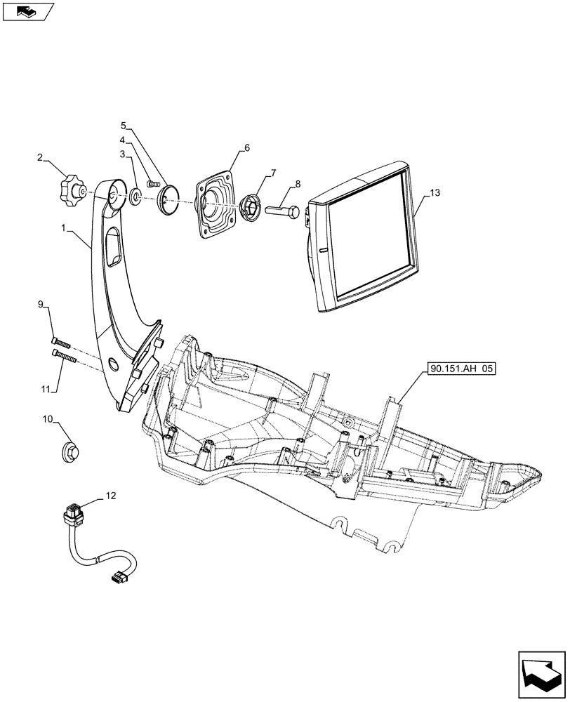 Схема запчастей Case IH MAXXUM 140 - (55.785.AF[04]) - VAR - 330668, 330667 - BRACKET FOR MOUNTING EQUIPMENT MONITORS (55) - ELECTRICAL SYSTEMS