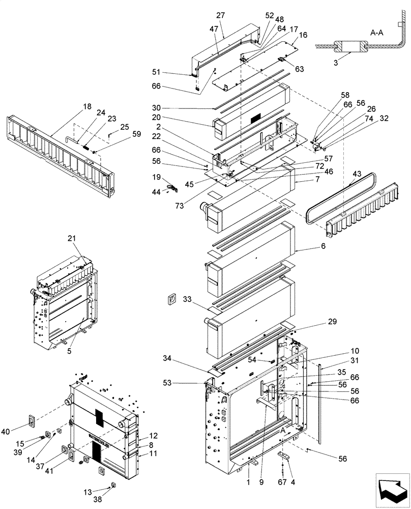 Схема запчастей Case IH A8800 - (10.400.BG[02]) - RADIATOR, PROTECTION (10) - ENGINE