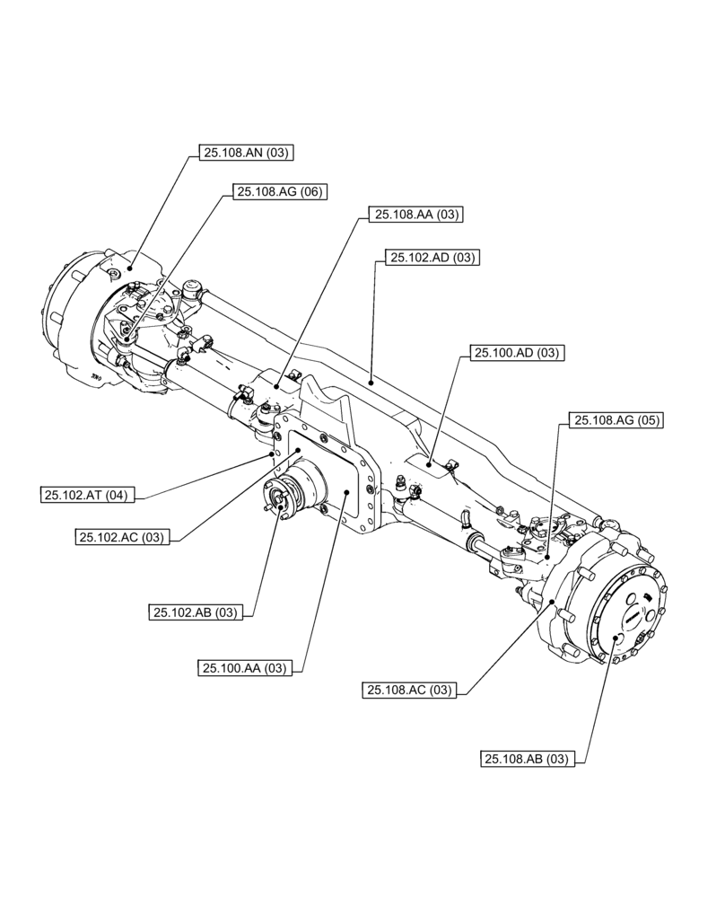 Схема запчастей Case IH PUMA 165 - (25.000.00[03]) - SECTION INDEX - FRONT AXLE SYSTEM (25) - FRONT AXLE SYSTEM