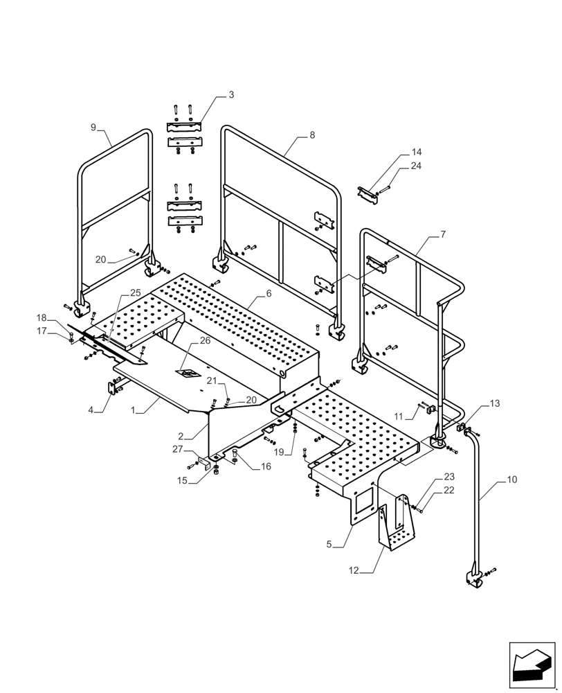 Схема запчастей Case IH A8800 - (90.118.AX[05]) - ASSY, PLATFORM, LH (90) - PLATFORM, CAB, BODYWORK AND DECALS