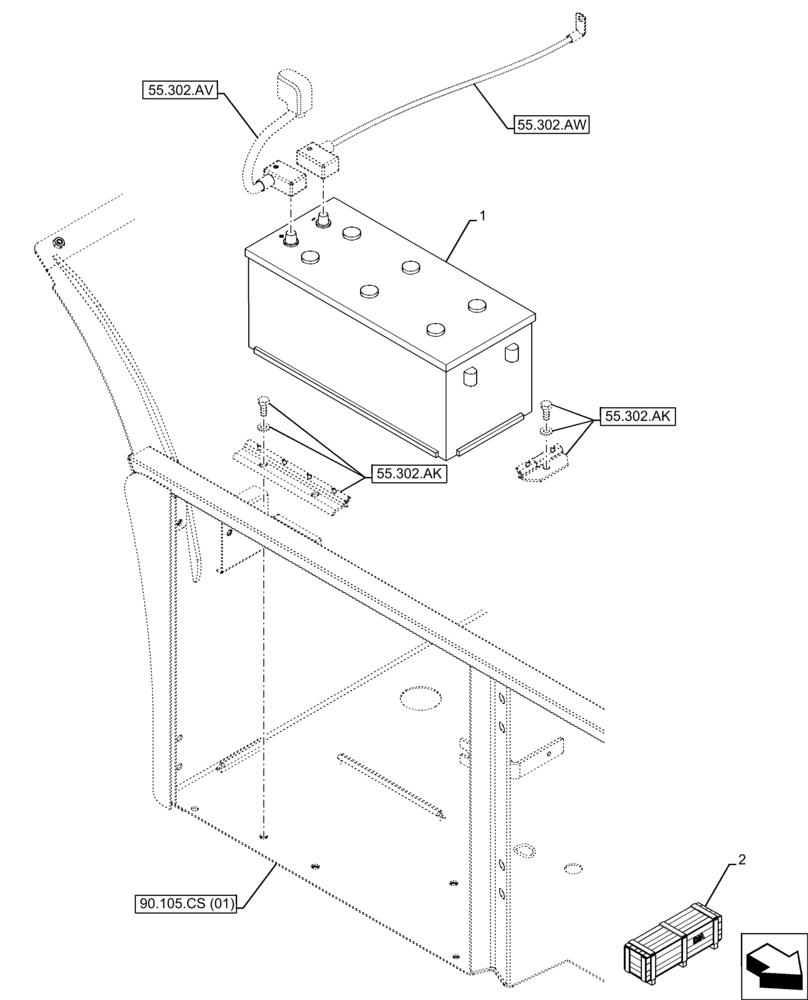 Схема запчастей Case IH FARMLIFT 635 - (55.302.AG[02]) - VAR - 749079 - COLD START SYSTEM, BATTERY (55) - ELECTRICAL SYSTEMS