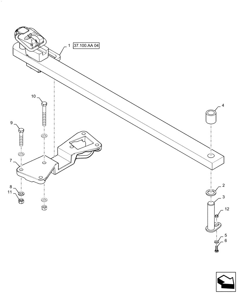 Схема запчастей Case IH STEIGER 620 - (37.100.AA[03]) - HEAVY DUTY DRAWBAR, CAST HANGER, 550, 580, 600, 620 (37) - HITCHES, DRAWBARS & IMPLEMENT COUPLINGS
